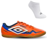 Chuteira Futsal Umbro Prisma + Meias Originais - Adulto LARANJA/AZUL