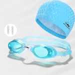 Kit de Natação Gold Sports: Óculos New Shark + Touca + Protetor de Ouvido - Infantil AZUL CLARO