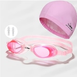 Kit de Natação Gold Sports: Óculos New Shark + Touca + Protetor de Ouvido - Infantil ROSA