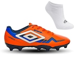 Chuteira Umbro Campo Prisma + Meias - Adulto LARANJA