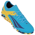 Chuteira Society Penalty Rx Locker - Infantil Azul/Amarelo