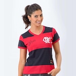 Camiseta Braziline Flamengo Zico - Feminina Vermelho/Preto