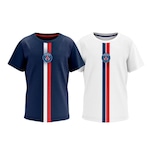 Kit Camisa Psg Oficial Braziline - 2 unidades - Infantil AZUL/BRANCO