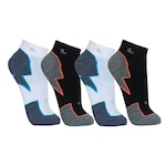 Kit Meias Cano Curto Lupo Running Performance Com 4 Pares - Adulto BRANCO/PRETO