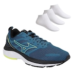 Kit Tênis Mizuno Space 3 + 3 Pares de Meias - Masculino AZUL ESCURO