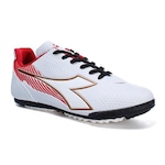 Chuteira Society Diadora Mondiale Japão - Adulto BRANCO/VERMELHO