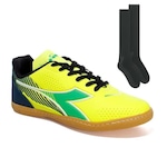 Chuteira Futsal Diadora Mondiale Brasil + Par De Meião - Adulto AMARELO/AZUL ESCURO