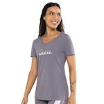 Camiseta Alto Giro Skin Fit - Feminina CINZA/VERDE