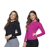 Kit Camisas Térmicas Selene Proteção Uv50+ - 2 Unidades - Feminino PRETO/ROSA