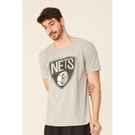 Camiseta NBA Estampada Big Logo Brooklyn Nets Casual - Masculina CINZA ESCURO