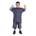 Camiseta HD Especial Estampada Island - Infantil AZUL ESCURO