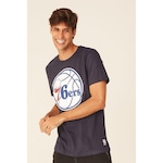 Camiseta NBA Estampada Big Logo Philadelphia 76ers Casual - Masculina AZUL ESCURO