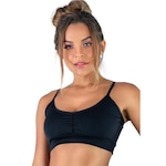 Top Fitness Mvb Modas Cropped Academia Franzido Suplex - Feminino PRETO