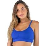 Top Fitness Mvb Modas Cropped Academia Franzido Suplex - Feminino AZUL