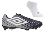 Chuteira de Campo Umbro Fifty V + Meias - Adulto PRETO/CINZA