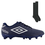 Kit Chuteira de Campo Umbro Class + Par de Meião - Adulto AZUL ESCURO