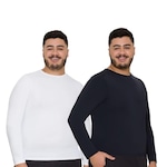 Kit Camisas Térmicas Manga Longa Selene Proteção Uv Plus Size - Masculina - 2 Unidades BRANCO/PRETO