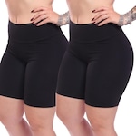 Kit Bermudas Legging Dellas Fit Zero Transparência Cós Alto Academia Treino - 2 Unidades - Feminina PRETO