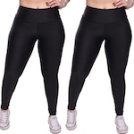 Kit Calças Legging Dellas Fit Trilobal Cirre Proteção Uv Academia Treino - 2 Unidades - Feminina PRETO