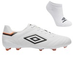 Chuteira de Campo Umbro Speciali Classic + Meias - Adulto BRANCO/PRETO