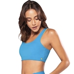 Top Fitness Alto Giro Versatily - Feminino Azul/Amarelo