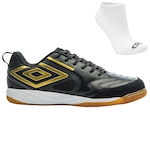 Chuteira Futsal Umbro Pro 5 Bump + Meia - Adulto PRETO/OURO