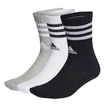 Kit Meia Cano Alto adidas 3 Listras - 3 Pares - Adulto CINZA CLA/PRETO