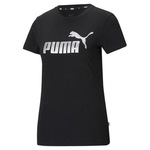 Camiseta Puma W Essentials+ Metallic Logo - Feminina PRETO/CINZA