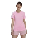 Camiseta adidas 3 Listras - Feminina ROSA CLA/BRANCO