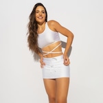 Top Fitness Honey Be Com Amarração Canelado - Feminino BRANCO