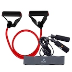 Kit de Treino Fitness Acte Sports Bt Addicted Forte Kit-Btf Com Extensor, Corda E Faixa Elástica PRETO/VERMELHO