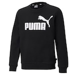 Blusão de Moletom Puma Essentials Crew Big Logo - Unissex PRETO/BRANCO