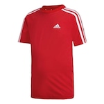 Camiseta adidas Essentials 3 Stripes - Infantil VERMELHO/BRANCO