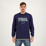 Blusão de Moletom Puma Squad Fl - Masculino AZUL ESCURO