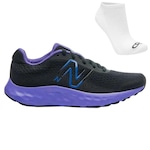 Kit Tênis New Balance 520 V8 + Par de Meias - Feminino PRETO/ROXO