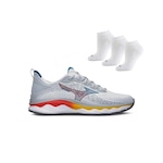 Tênis Mizuno Wave Fujin + 3 Pares de Meias - Masculino CINZA