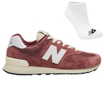 Kit Tênis New Balance 574 V2 + Meias - Masculino VINHO/BRANCO