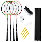 Kit Badminton Fort Steez Lazer com 04 Raquetes Rede + 2 Petecas VERMELHO/AZUL