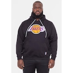 Blusão de Moletom com Capuz NBA Plus Size Feltro Logo Los Angeles Lakers Preto - Masculina PRETO