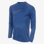 Camiseta Nike Manga Longa Heather Hydroguard - Infantil AZUL