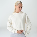 Blusão Cropped Feminina Fila com Capuz Woof Off White