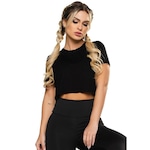 Blusa Cropped Mvb Modas Viscolycra Blusa Manga Curta Feminina Mvb Modas PRETO