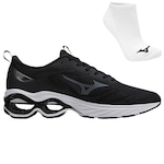 Tênis Mizuno Wave Frontier 15 + Meias - Masculino PRETO/BRANCO