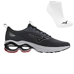 Tênis Mizuno Wave Frontier 15 + Meias - Masculino CINZA/VERMELHO