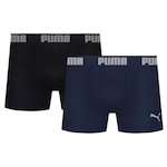 Kit Cuecas Boxer Puma Microfibra sem Costura - 2 unidades - Adulto PRETO/AZUL ESC