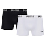 Kit Cuecas Boxer Puma Microfibra sem Costura - 2 unidades - Adulto PRETO/BRANCO