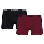 Kit Cuecas Boxer Puma Microfibra sem Costura - 2 unidades - Adulto PRETO/VERMELHO