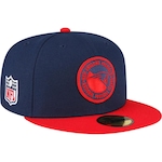 Boné Aba Reta New Era 59Fifty Fitted New England Patriots Sideline 2023 Team Patch - Fechado - Masculino MARINHO/PETROLEO