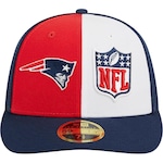 Boné Aba Curva New Era 59Fifty Fitted Low Profile New England Patriots Sideline 2023 - Fechado - Masculino BRANCO/VERMELHO