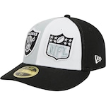 Boné Aba Curva New Era 59Fifty Fitted Low Profile Las Vegas Raiders Sideline 2023 - Fecahdo - Masculino PRETO/CINZA